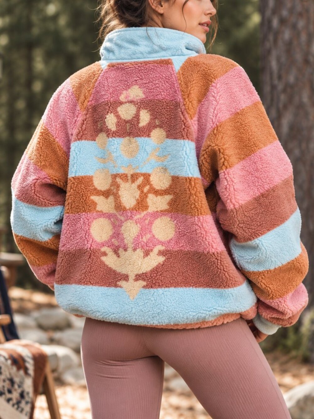 Free People FP Movement Hit The Slopes Printed Fleece Pullover Sunfaded Horizon - Picture 1 of 10